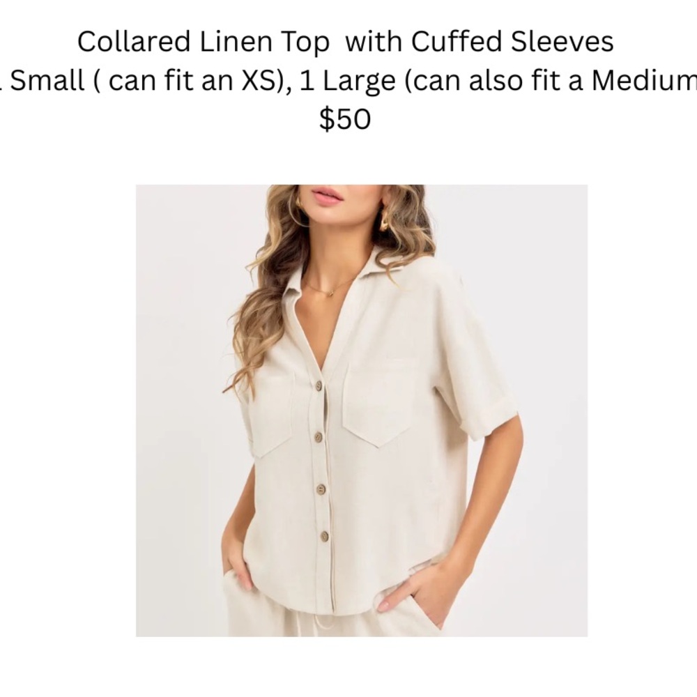 Cream Boxy Button Down Shirt with Notched Collar